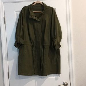 NWOT JustFab Plus Size Anorak, Army Green, 2X